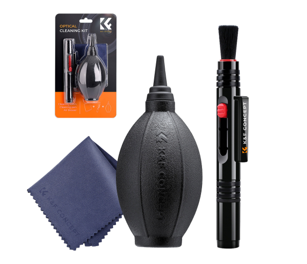 K&F Concept Zestaw czyszczący 3w1 - gruszka, mikrofibra, piórko fotograf - 1550373 - zdjęcie